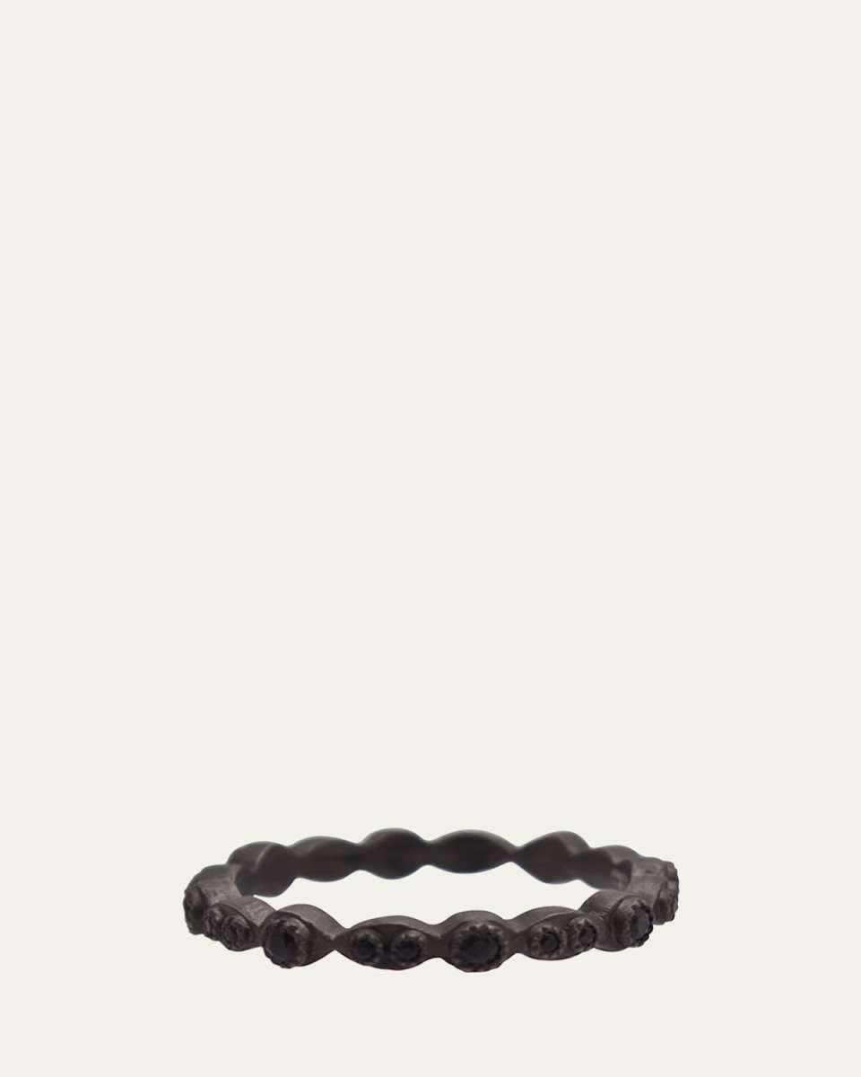 New World Scalloped Ring with Black Sapphires, Size 6-8
